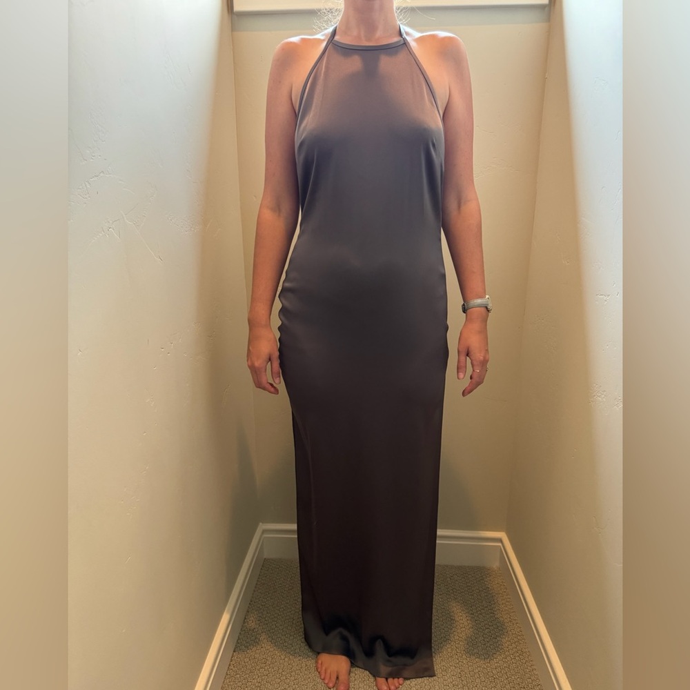 St John Couture backless evening gown